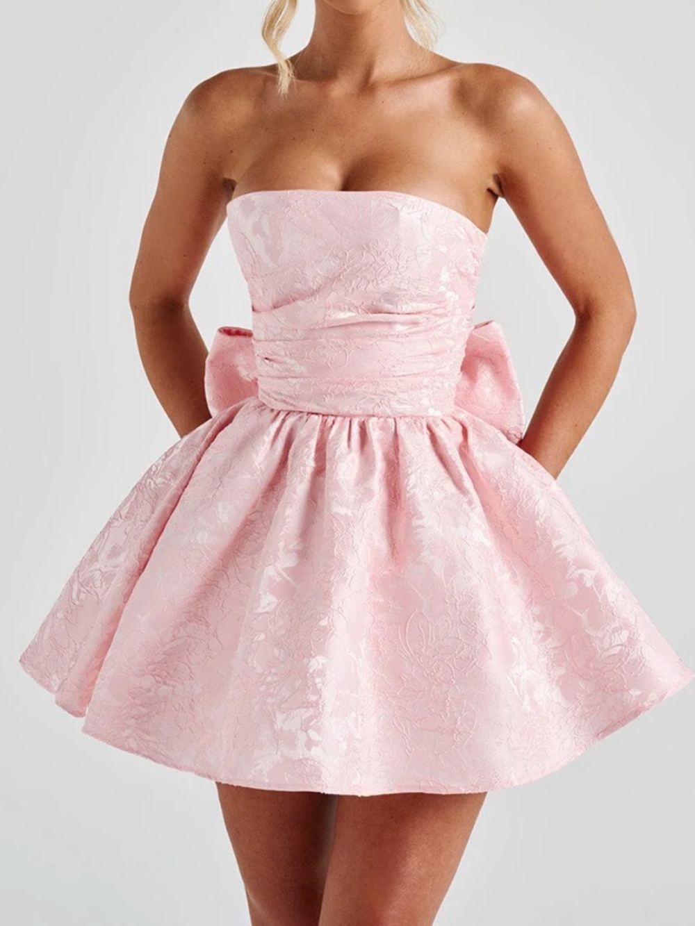 Babyboo SALOME Jacquard Strapless MINI DRESS BLUSH Pink Medium New with Tags